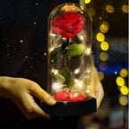Artificial Rose Flowers Eternal Rose LED Light Foil Flower in Glass Cover Simulation Rose Flower Wedding Mother's Day Gifts