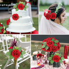 Rosas Artificiales Ultra Realistas con Tallo — Set 25 Unidades, 7 Colores, Hogar y Boda