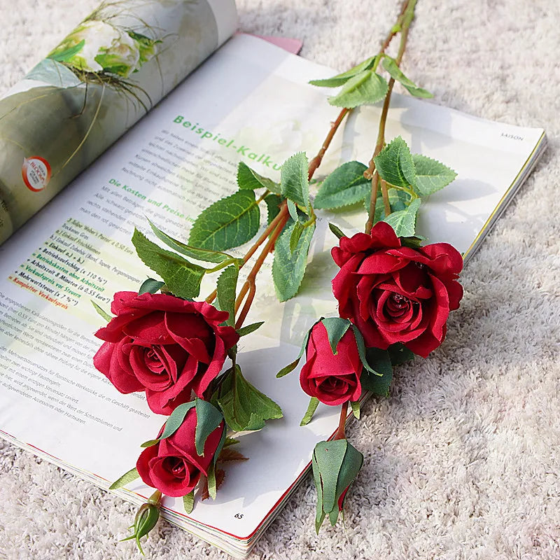 Rosa de Seda Delicada Tallo Individual — 5 Colores, Hogar, Bodas y San Valentín