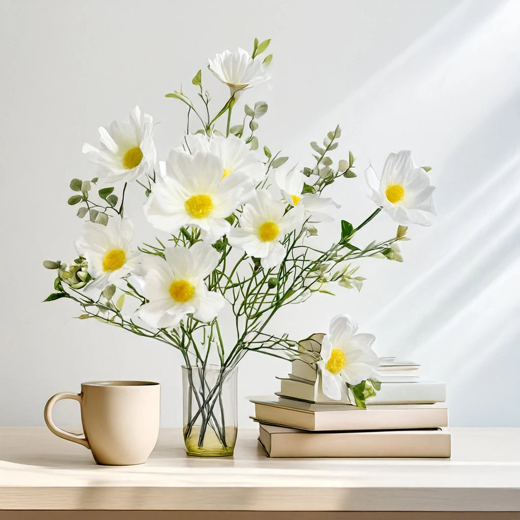 Rosa Cosmos Tallo Individual — Estilo Natural, 4 Colores
