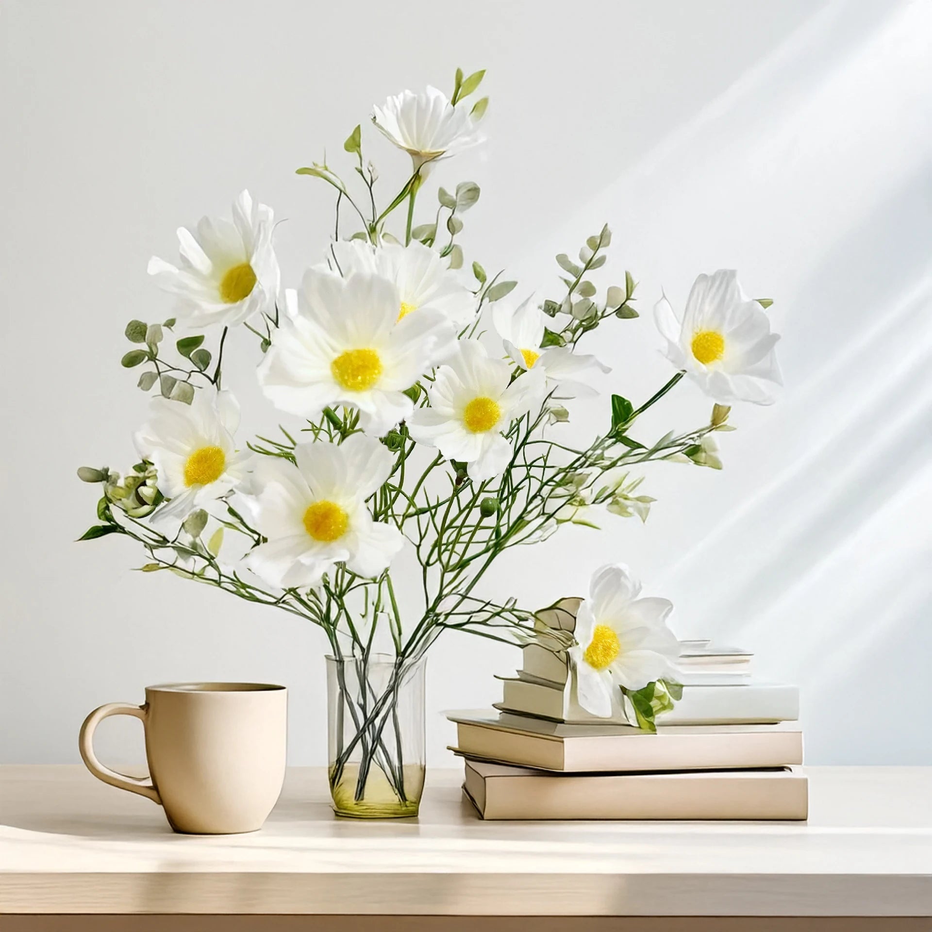 Rosa Cosmos Tallo Individual — Estilo Natural, 4 Colores
