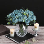 Ramo de Peonía y Rosa de Seda — 12 Colores, Hogar, Boda y Decoración Festiva