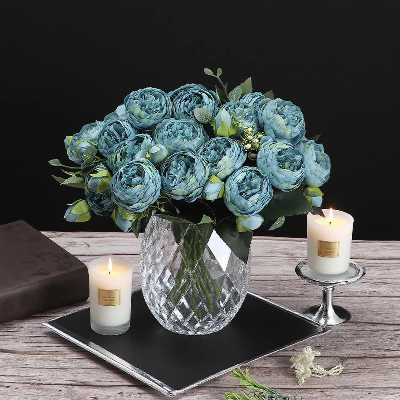 Ramo de Peonía y Rosa de Seda — 12 Colores, Hogar, Boda y Decoración Festiva