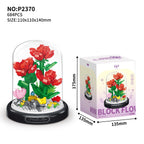 Eternal Flower Red Rose Bouquet Desktop Decoration Bonsai Romantic Building Blocks Bricks DIY Toy Valentine's Day Gift for Girls