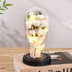 Eternal Rose LED Light glass Cover Flower Valentines Day Gift Wedding Party Decor Artificial Rose Flowers Light Christmas Gift