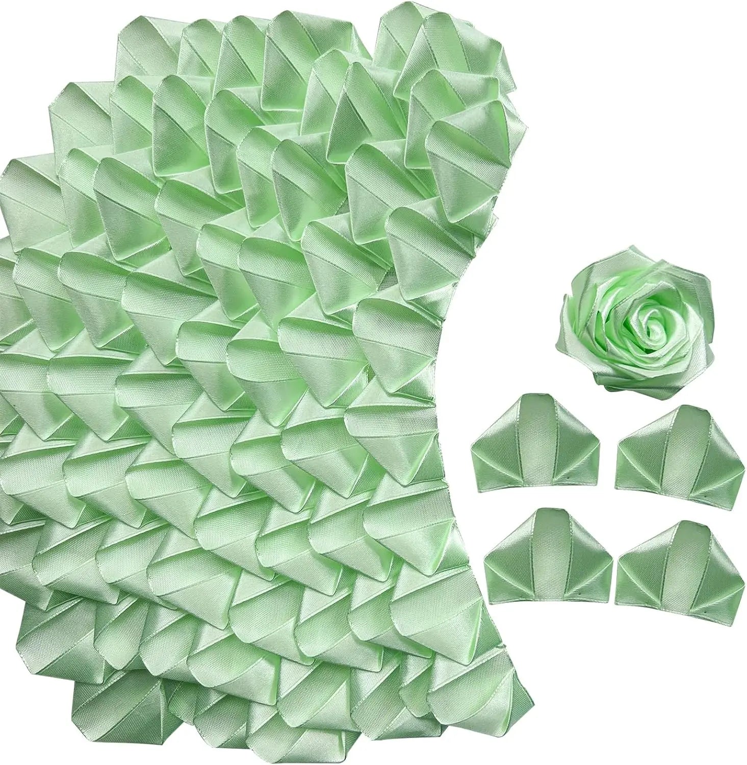 Yannew 300pcs Premade Handcrafted Silk Rose Petals for DIY Eternal Rose Flowers Bouquets with Stem Leaf Birthday Gifts for Women