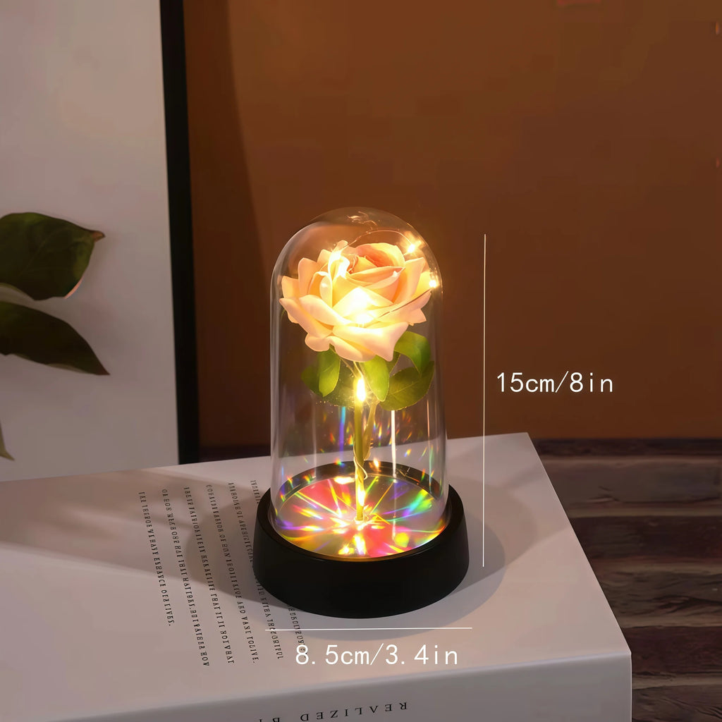 1pc Wedding Birthday Valentine Day Gift Eternal Rose Flower Colorful Luminous Ornament For Women Mom Girlfriend Wife Home Decora