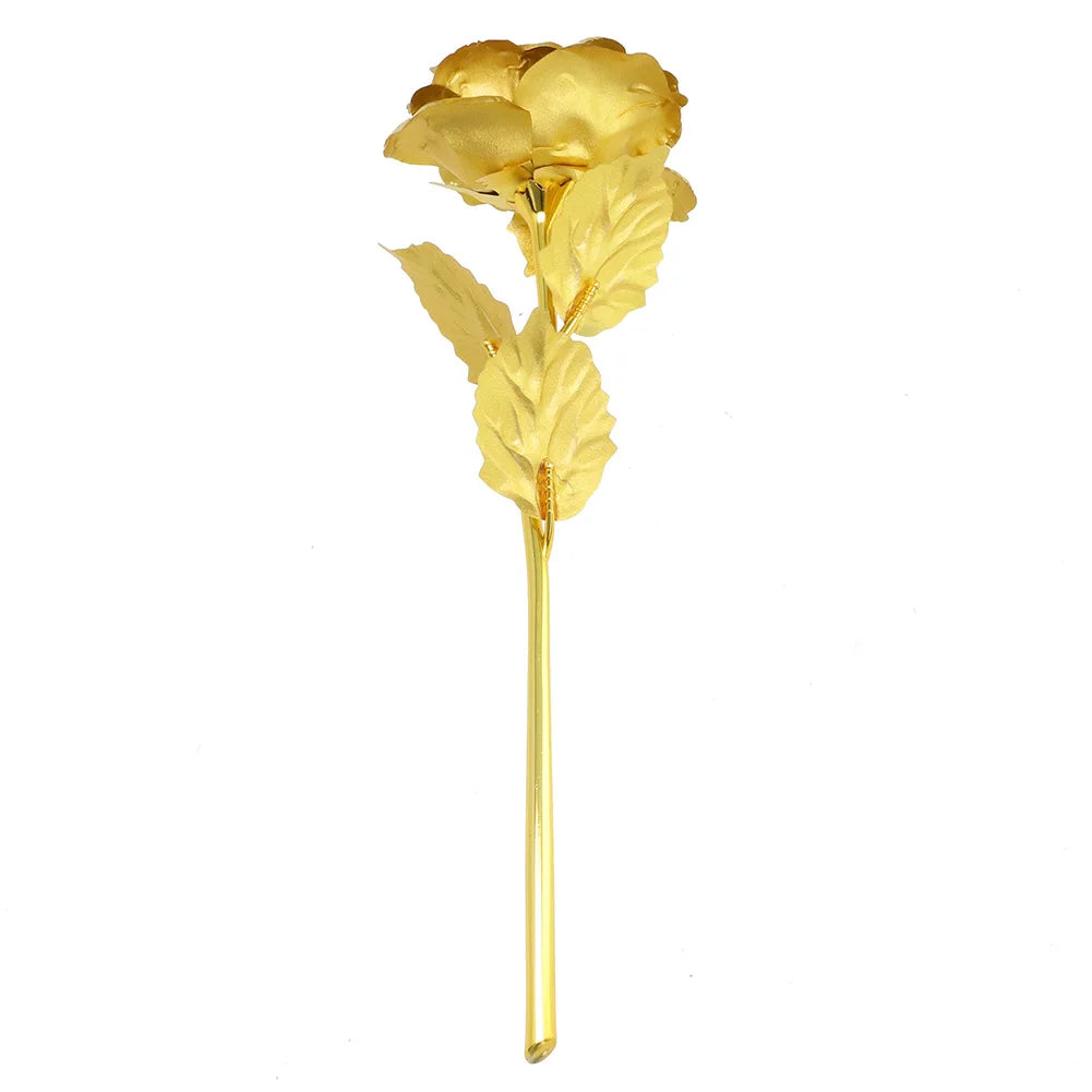 24K Eternal Rose Artificial Flowers Foil Plated Gold Rose Wedding Valentine's Day Decoration Mother's Day Gifts Fake Flower