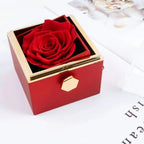 Caja Joyero Giratoria con Rosa Eterna — Exhibidor de Anillos, 3 Colores, Propuesta y Boda
