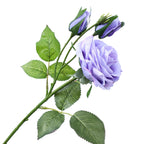 Real Touch Romantic Rose Artificial Flowers (1 Flower + 2 Buds) Moisturizing Texture for Home Decor Wedding Bridal Bouquet