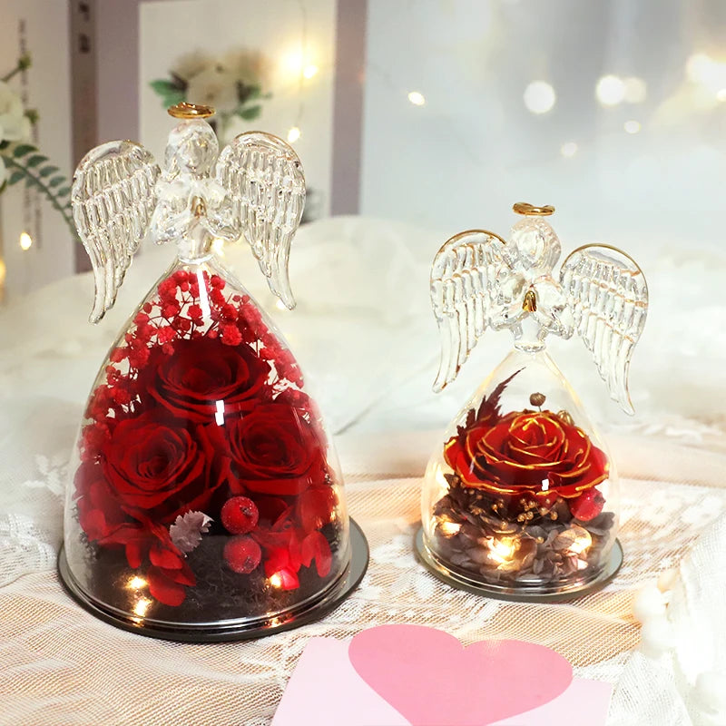 LED Eternal Rose Flower Cover Anniversary Valentine Mothers Day Birthday Thanksgiving Gift Bedroom Table Decote For Boy And Girl