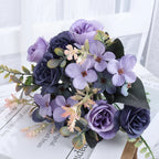 Ramo de Rosas e Hortensias de Seda — 12 Colores, Novia, Fiesta y Mesa