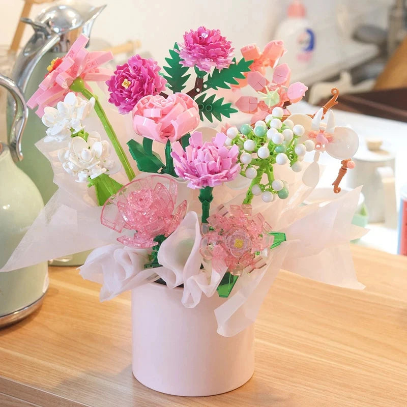 Eternal Block Flower Assembly Bouquet Desktop Decoration Block Flower Children's Puzzle Assembly Toy Bouquet