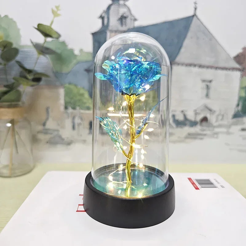 Eternal Rose Flower Valentines Birthday Gifts Light Up Artificial Rose with Transparent Dome Christmas Thanksgiving Women Gifts