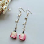 Immortal Rose Flower Earrings Elegant Epxoy Resin Dried Flower Earrings Colorful Rose Natural Plant Hoop Earrings Custom Jewelry