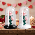 Romantic Eternal Rose Lamp with Lampshade Luminous LED Flower Light Pink Simple Rose Flower Night Light Wedding Decor