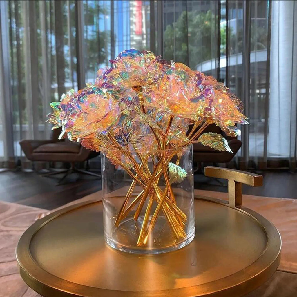 5-50pcs Eternal Rose Colorful Galaxy Artificial Flowers 24k Gold Foil Artificial Rose For Girlfriend Valentine'S Day Gifts