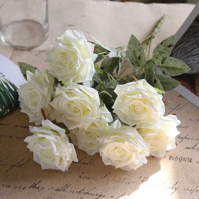 Rosa de Seda Tallo Único — 8 Colores, Bodas, Habitación y Sala de Estar