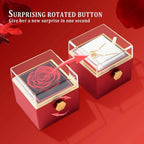 Caja Joyero Giratoria con Rosa Eterna — Exhibidor de Anillos, 3 Colores, Propuesta y Boda