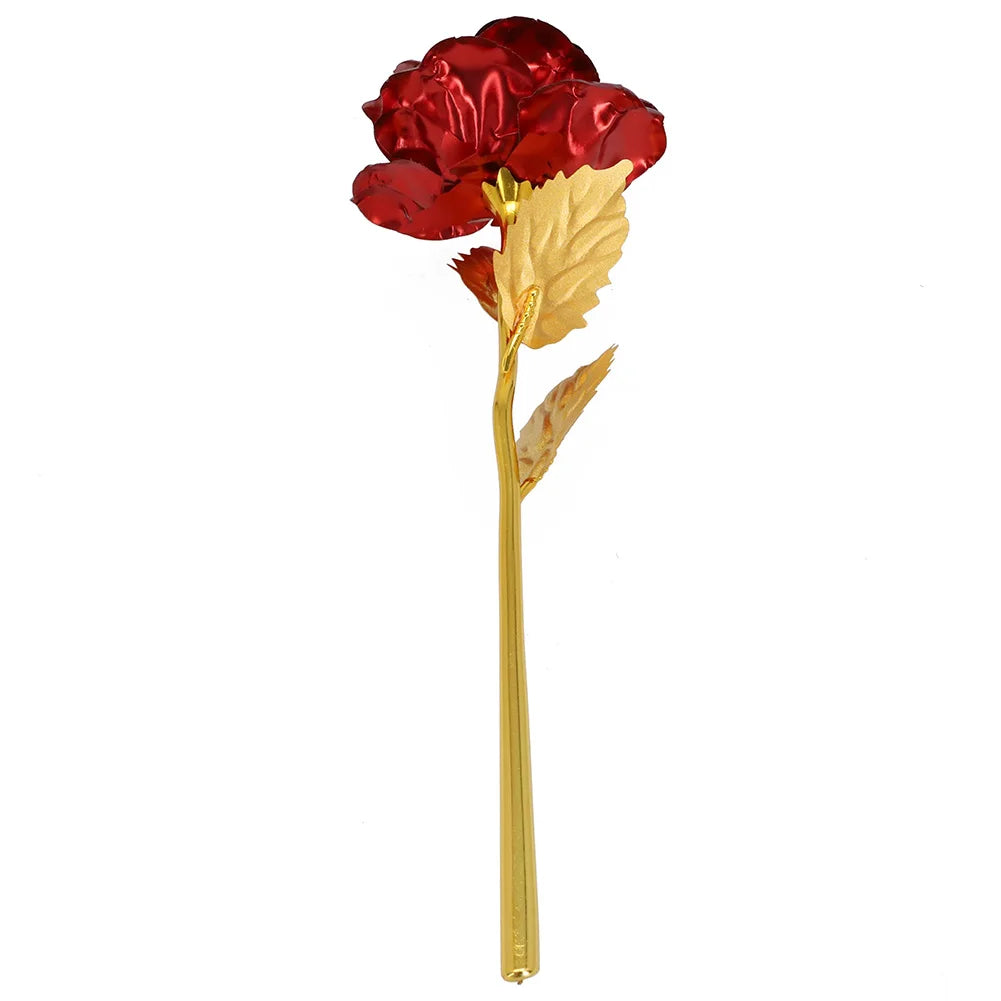 24K Eternal Rose Artificial Flowers Foil Plated Gold Rose Wedding Valentine's Day Decoration Mother's Day Gifts Fake Flower
