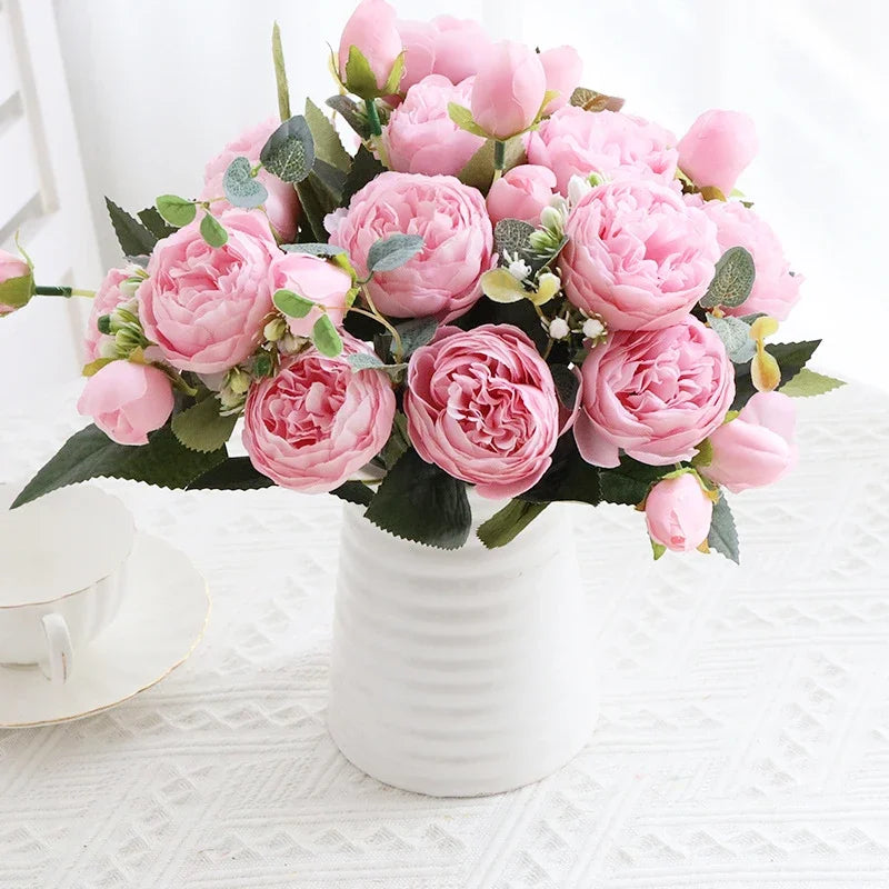 Rosas de Seda Flor Grande — Ramo Lujoso, 34 Colores, Disponible al Mayor