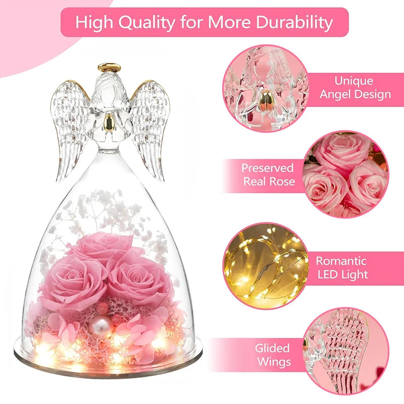 LED Eternal Rose Flower Cover Anniversary Valentine Mothers Day Birthday Thanksgiving Gift Bedroom Table Decote For Boy And Girl