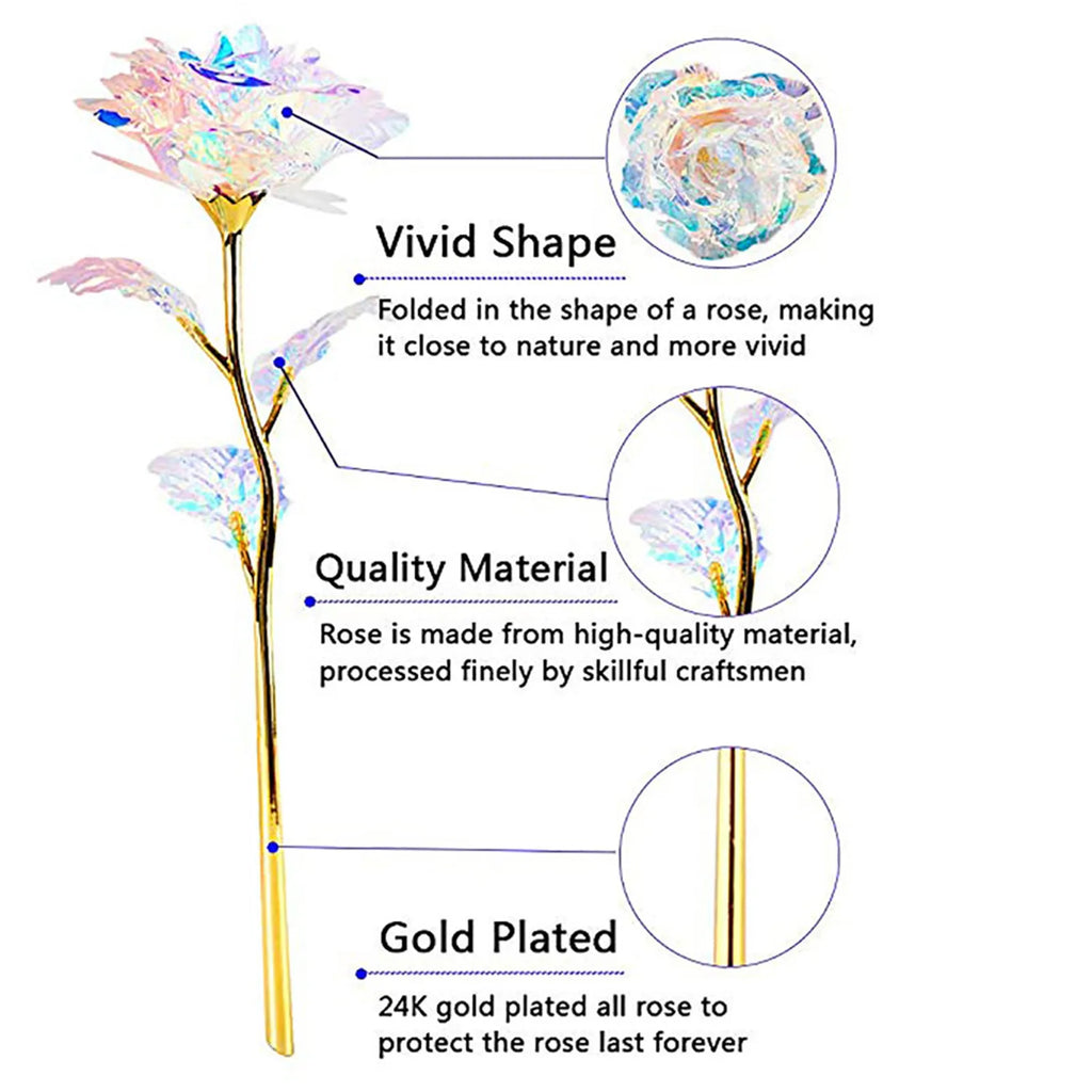 5-50pcs Eternal Rose Colorful Galaxy Artificial Flowers 24k Gold Foil Artificial Rose For Girlfriend Valentine'S Day Gifts