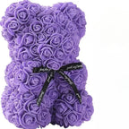 Eternal Rose Teddy Bear with Artificial Flower Birthday Anniversary Gift Decor Miniature Keepsake for Girlfriend Valentine Day