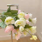 Tallo Grande de Eustoma con Hojas — Seda Natural, Hogar, Boda y Fiesta