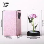 LED Eternal Red Rose in Glass Dome, Realistic Artificial Flower with Soft Light - Timeless Valentine's Day Gift