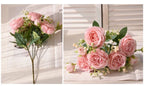 30cm Rose Pink Silk Bouquet Peony Artificial Flower 5 Big Head 4 Small Bud Bride Wedding Home Decoration Artificial Flower