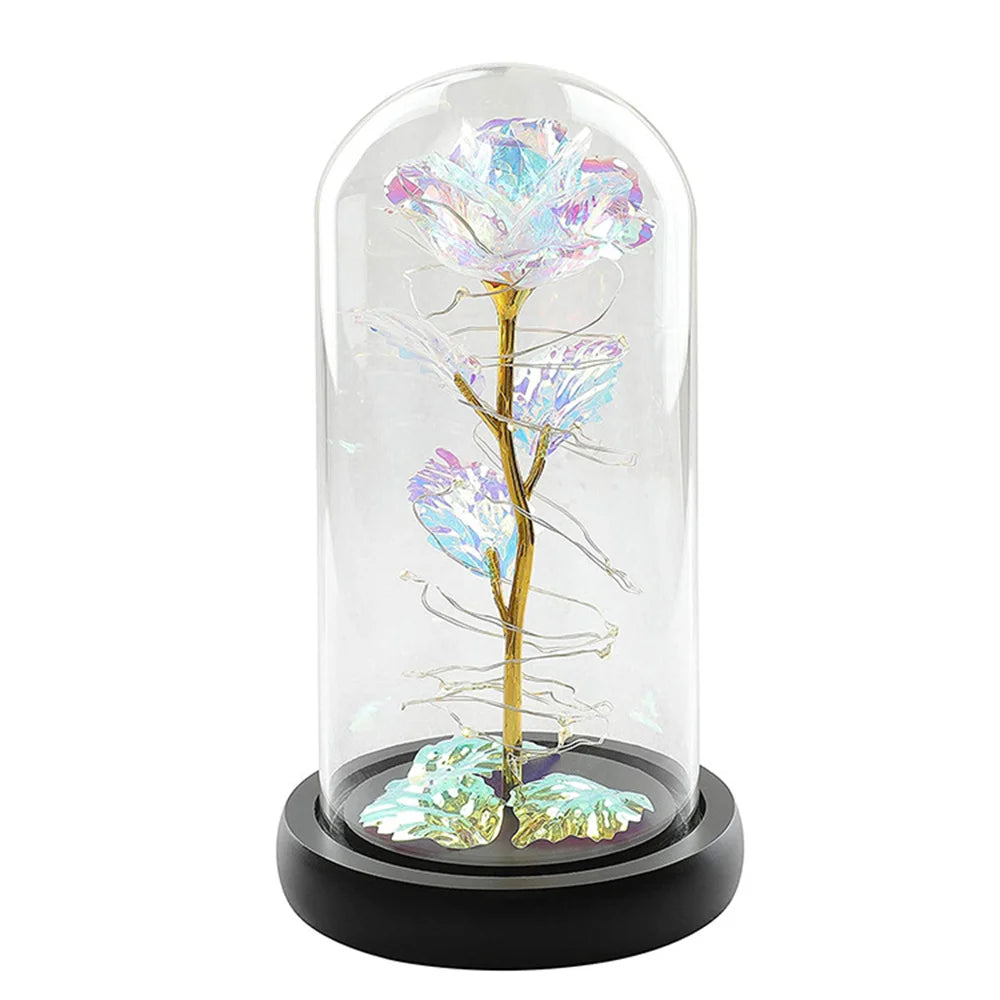 Led Galaxy Rose Eternal 24k Gold Foil Flower With String Lights & Box Artificial Flower Gift Valentine'S Day Gift For Women Girl