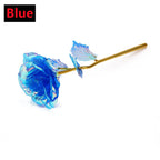 Rosa Bañada en Oro 24K — Rosa Dorada Eterna, Set con Base, 12 Colores, San Valentín