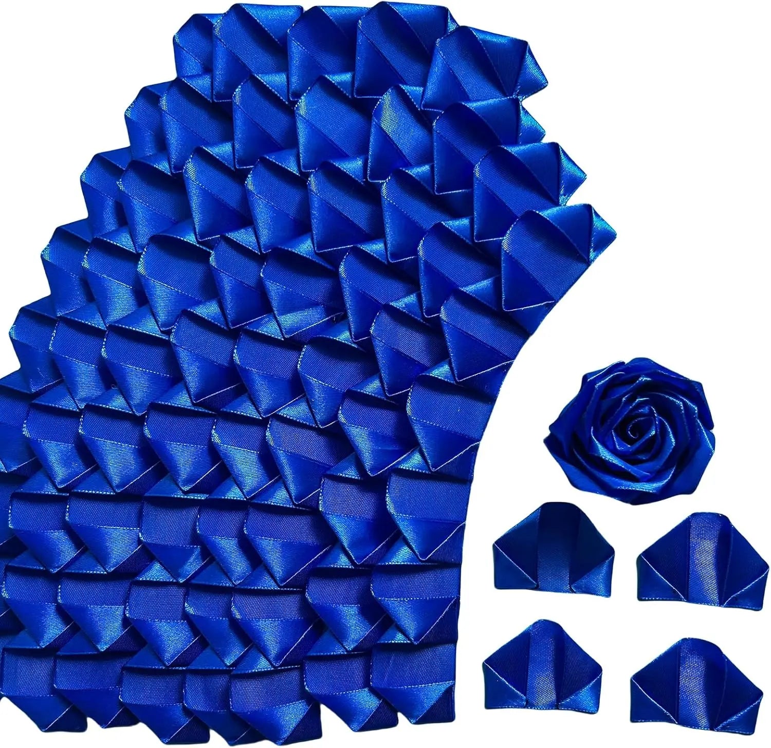 Yannew 300pcs Premade Handcrafted Silk Rose Petals for DIY Eternal Rose Flowers Bouquets with Stem Leaf Birthday Gifts for Women