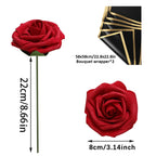 Red Rose Artificial Flowers DIY Bouquets 25PCS Set PE Roses Fake Flower for Wedding Party Centerpieces Decor Valentines Gifts