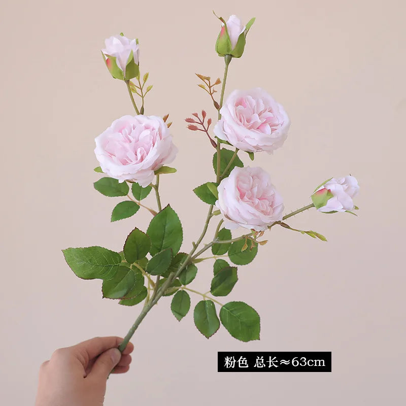 Rosa Austin de Seda Tallo Largo — Ecológica, 5 Colores, Bodas y San Valentín