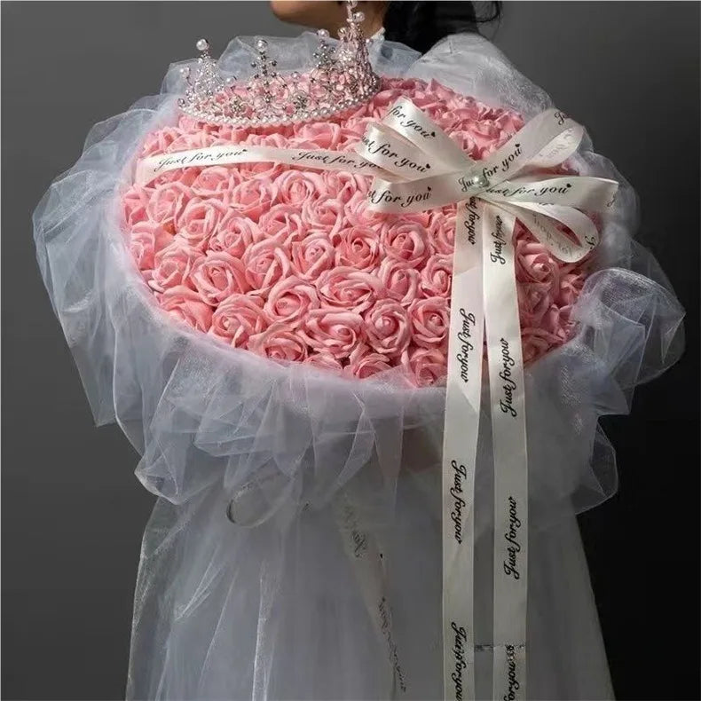 52 Soap Roses “You Are My Half” – Handmade Eternal Bouquet for Girlfriend Boyfriend | Valentine Mother’s Day Gift