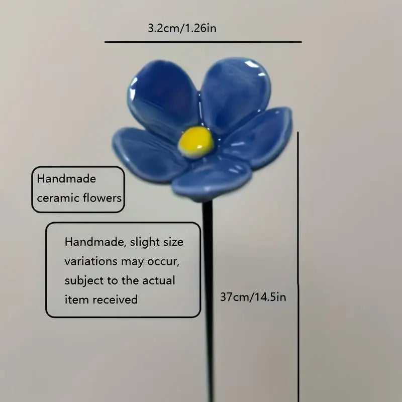 6/8/10pcs Handcrafted Ceramic Forget Never Fades Eternal Ceramic Flowers Home Ornament Indoor And Outdoor Home Decor