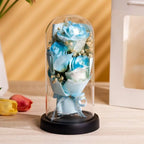 Romantic Eternal Rose Light 3 Heads Soap Flower Transparent Dome Artificial Rose Light Luminous Realistic LED Eternal Flower