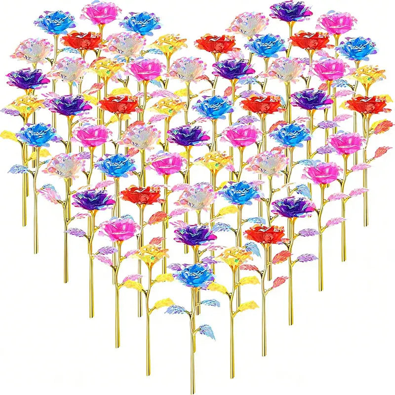 Rosas Doradas de Lámina de Oro — Ramo 8 Rosas Eternas, San Valentín y Día de las Madres