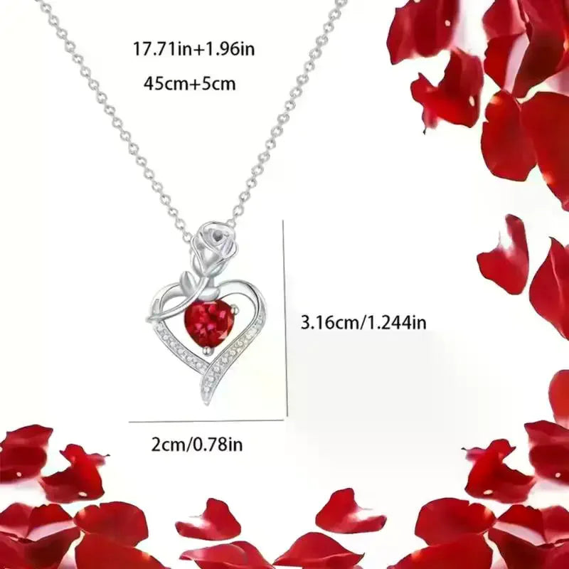Eternal Rose Gift Box With Heart-Shaped Necklace, Perfect For Women,Mums,Birthdays,Valentine's Day & Christmas, Jewelry Gift Box
