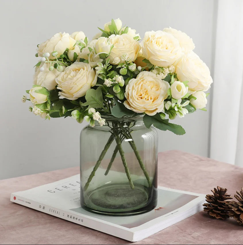 Rosa de Seda Tallo Real Touch — Ramo Nupcial, 5 Colores, Bodas y Eventos