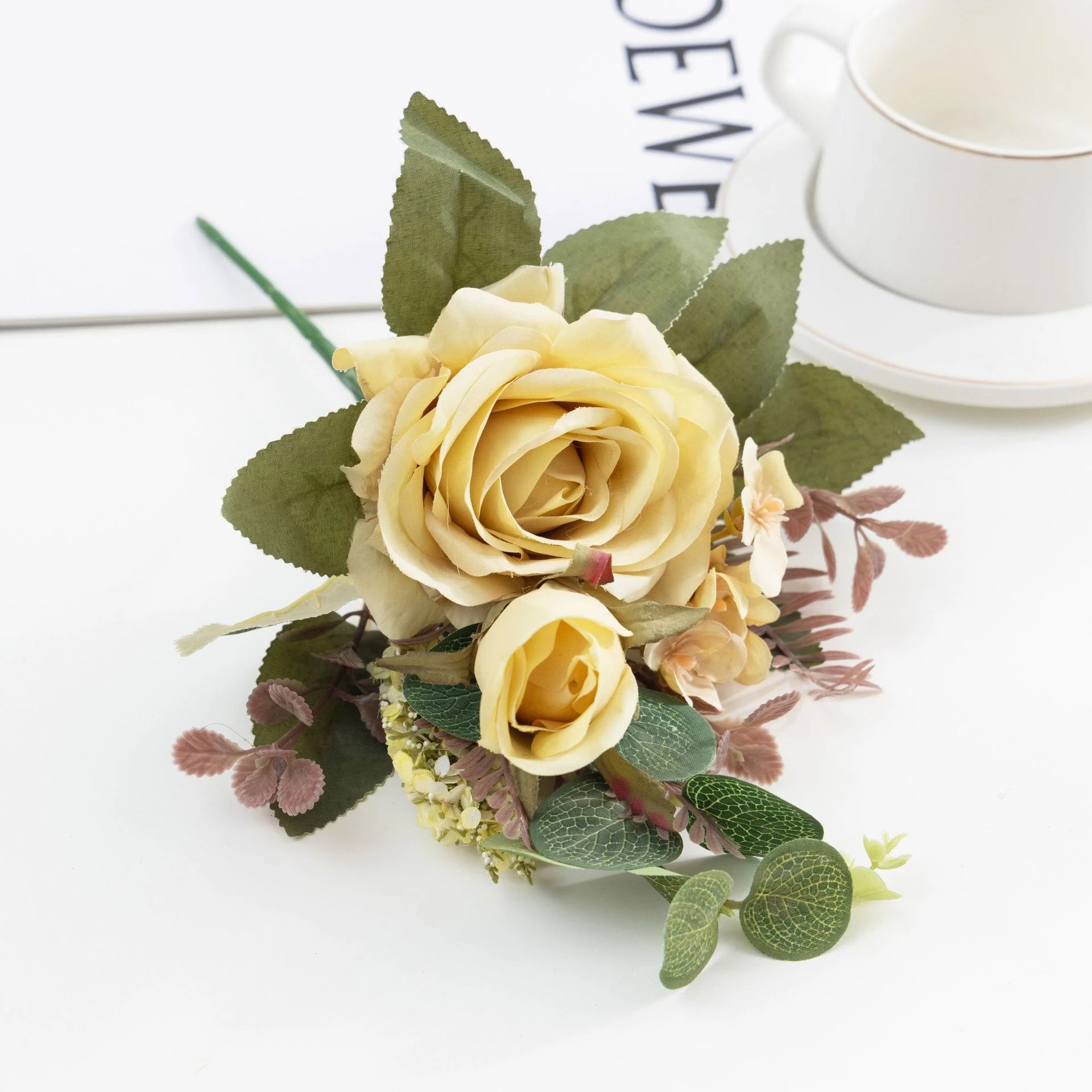 Ramo Grande de Rosas Retro de Seda — 12 Colores, Hogar, Bodas y Aniversario