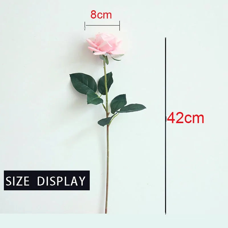 7pcs Pink Rose Artificial Flowers Real Touch Silk Flowers For Home Wedding Table Bouquet Party Decoration