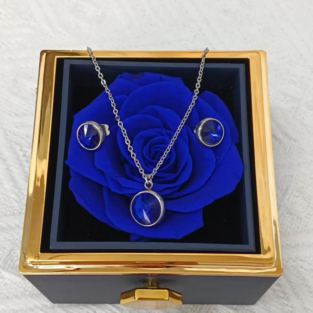 Perserved Real Blue Rose with necklace Eternal Flowers Gift for Her Wife Girlfriend Mom Grandma Birthday anniversary present
