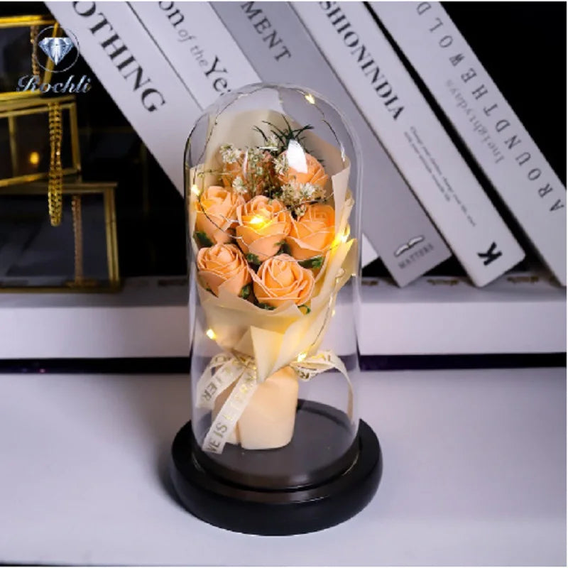 Rose Eternal Life Flower Starry Sky Glass Cover Living Room Decor Gift for Girlfriend Birthday Gift Valentine's Day Mother's Day