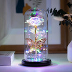 Artificial Flower Tulip Eternal Rose Flower Wedding Decor Handmade DIY LED Night Lamp Foil Glass Dome Preserved Flower Xmas Gift