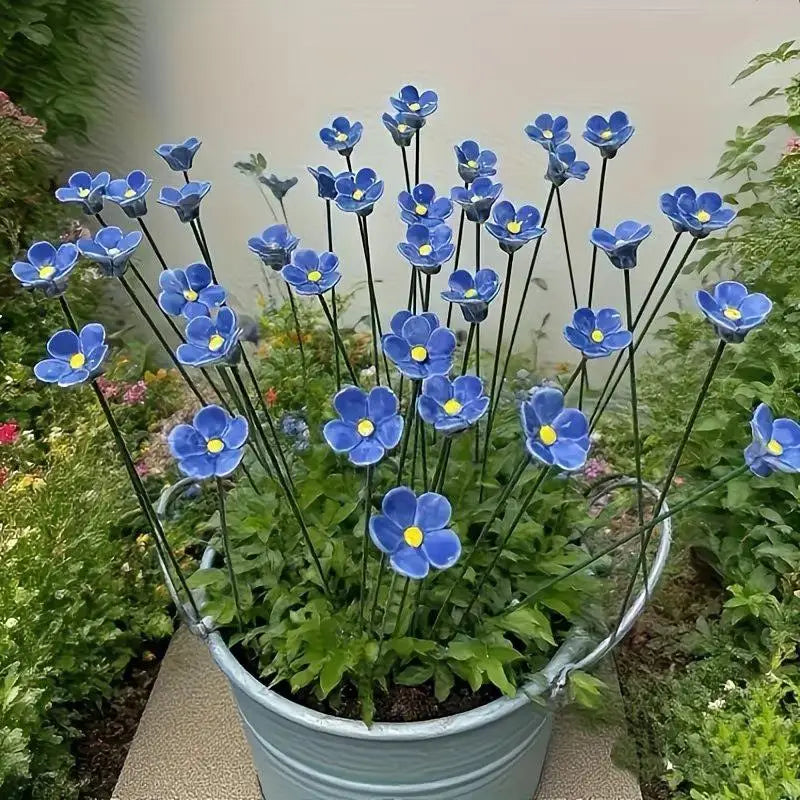 6/8/10pcs Handcrafted Ceramic Forget Never Fades Eternal Ceramic Flowers Home Ornament Indoor And Outdoor Home Decor