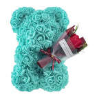 24cm Size Eternal Rose Bear Flower Bouquet Long Lasting Rose Bear Creative Design Artificial Rose Artificial Foam Flowers Bear