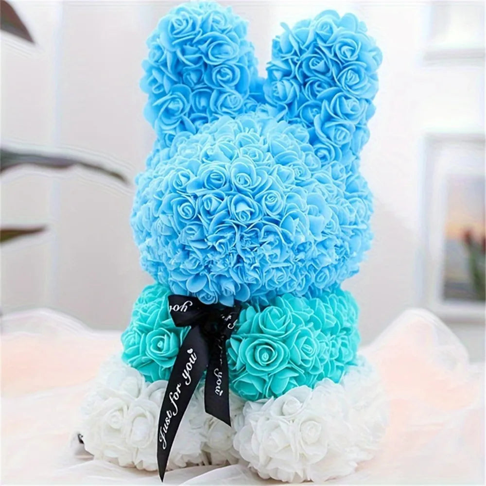 1pc 25cm Eternal Artificial Flower Rose Rabbit Romantic Gift For Birthday Anniversary Valentine's Wedding Decoration Home Decor